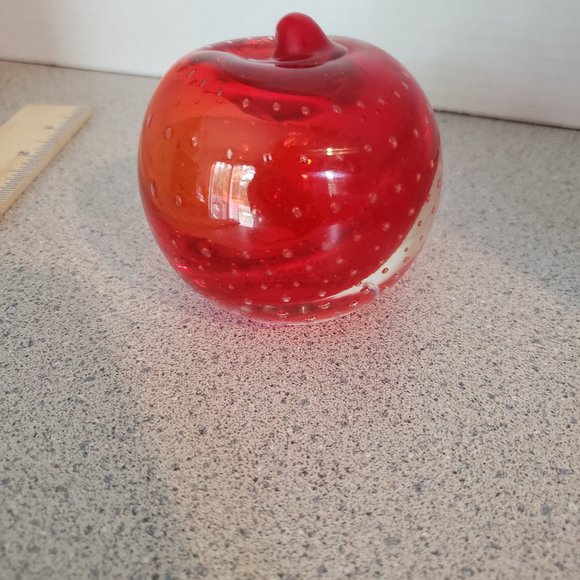Vintage Rossini Art Glass Apple Paperweight - Picture 3 of 9